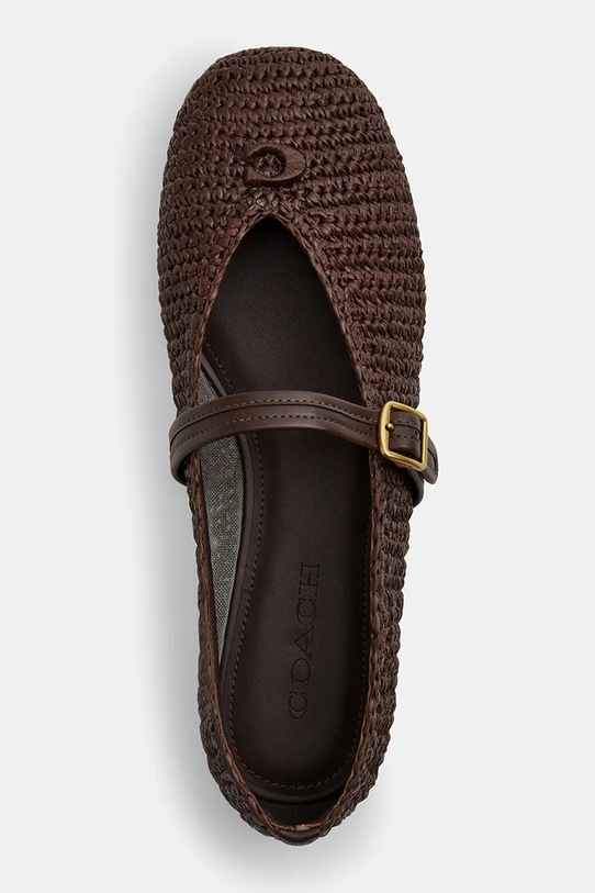 Coach baleriny Sculpted C Raffia Soft Mary Jane brązowy CEF18.MPL