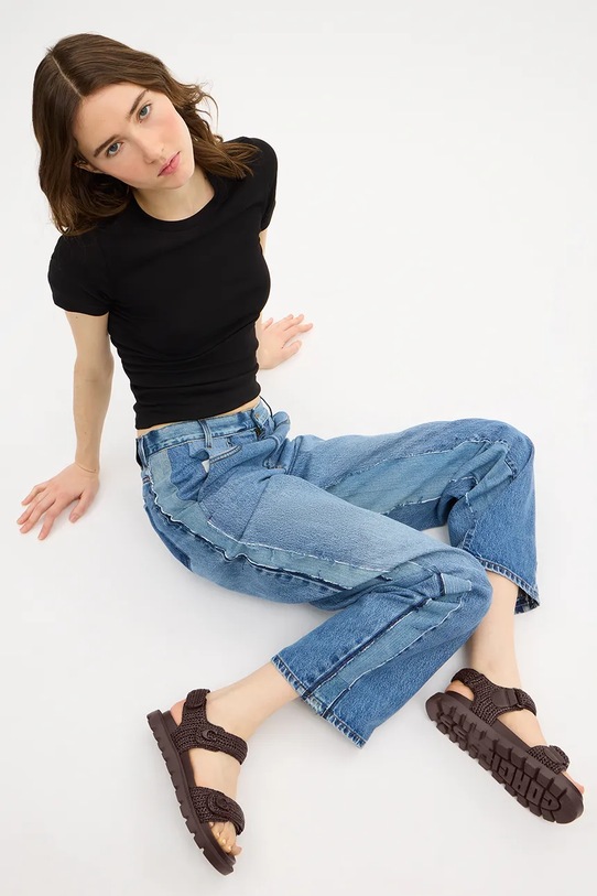 Coach sandały na płaskim obcasie damskie skórzane Brynn Raffia Sandal CEF37.MPL