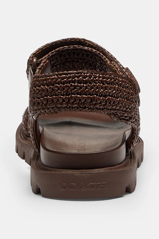 Obuwie Coach sandały na płaskim obcasie damskie skórzane Brynn Raffia Sandal CEF37.MPL brązowy