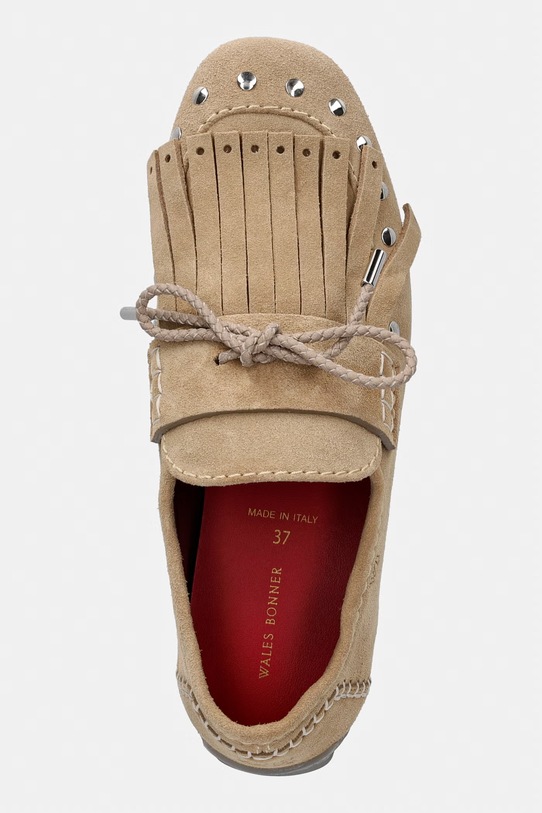 Wales Bonner Montego Tasseled mokasyny damskie zamszowe brązowy WBW46000A.23000.155