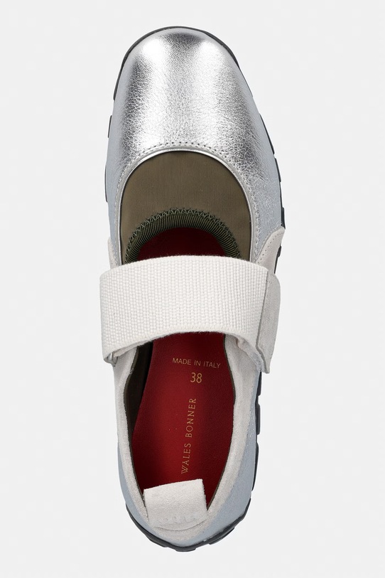 Wales Bonner Jewel Mary Jane baleriny skórzane szary WBW46030A.23065.052