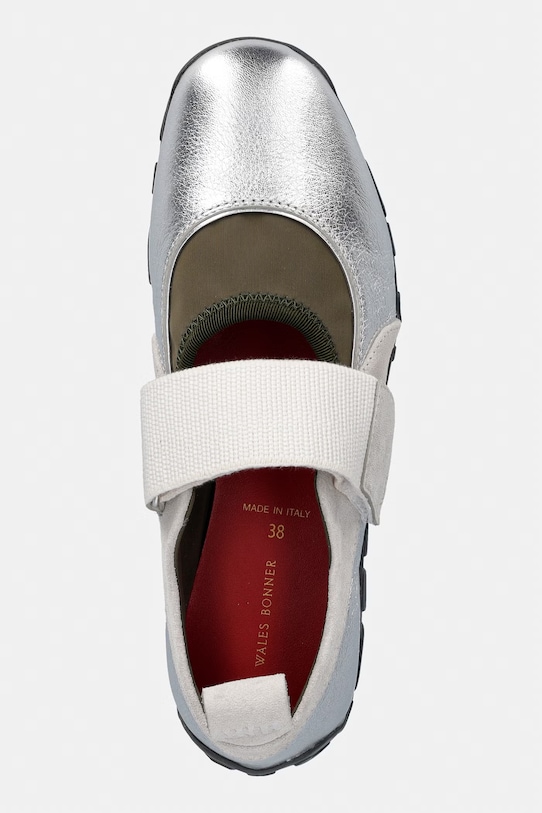 Wales Bonner Jewel Mary Jane baleriny skórzane szary WBW46030A.23065.052