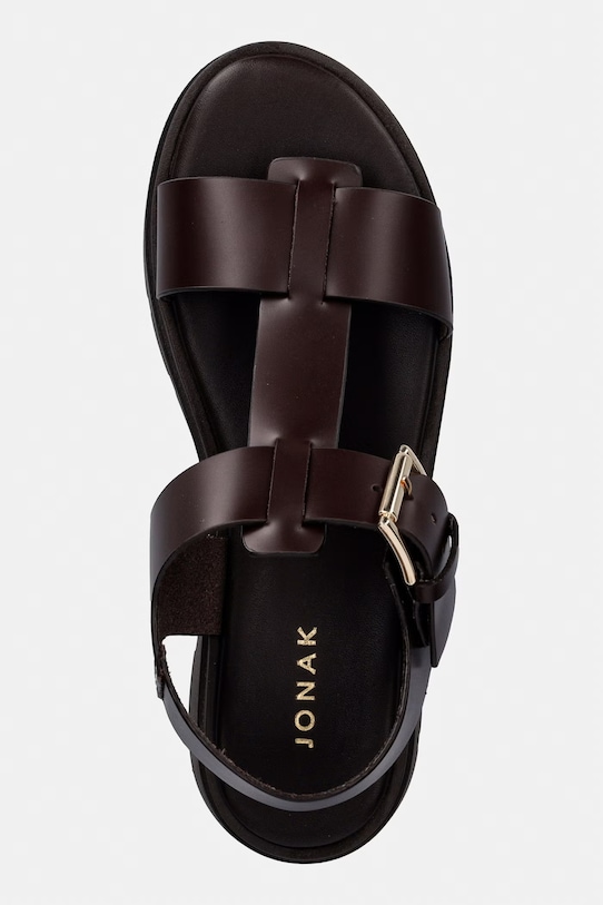 Jonak sandále na platforme dámske kožené LISBONNE CUIR hnedá 3800333