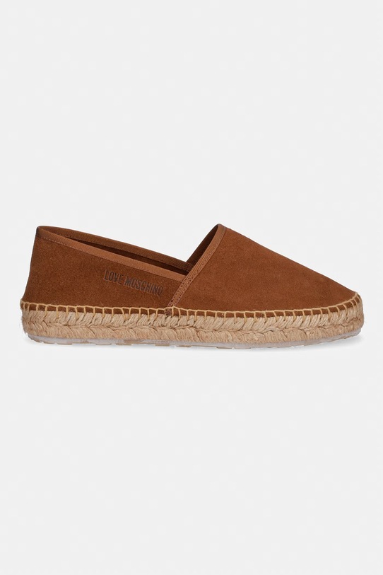 Love Moschino espadryle na płaskim obcasie damskie zamszowe JA10572G0OIG5200 brązowy SS26