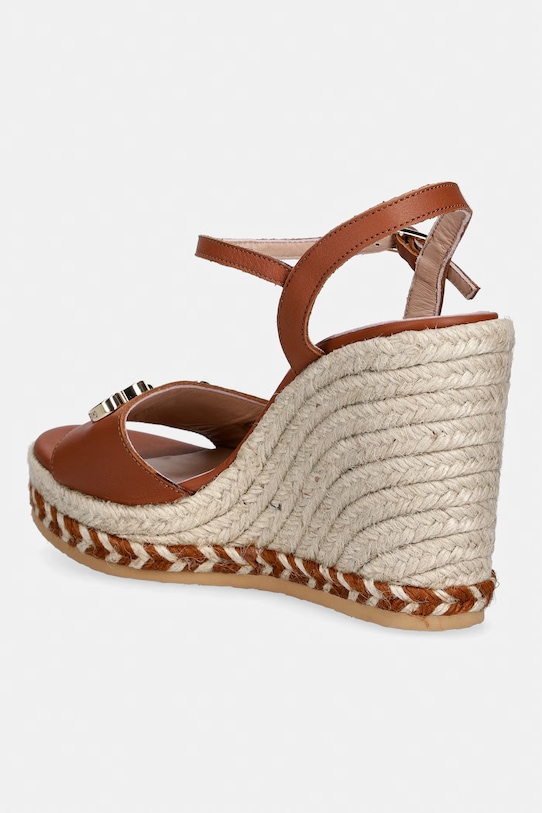 Obuv Love Moschino espadrilky na platforme po celej dĺžke dámske kožené JA1615BI0OIA0200 hnedá