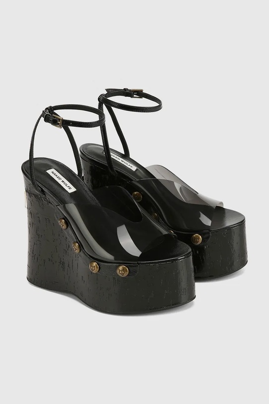 Naked Wolfe sandale cu talpă compensată de damă Tiger.Lilly negru SS26