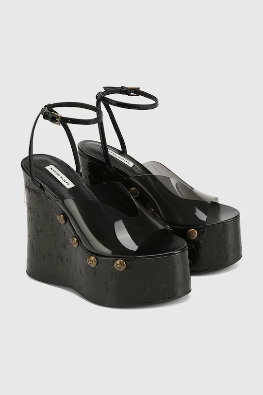 Naked Wolfe sandale cu talpă compensată de damă Tiger.Lilly negru SS26