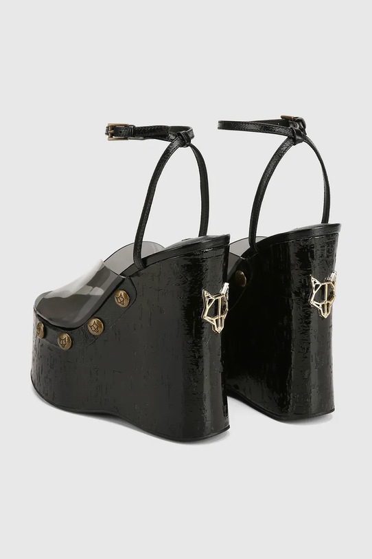 Încălțăminte Naked Wolfe sandale cu talpă compensată de damă Tiger.Lilly negru