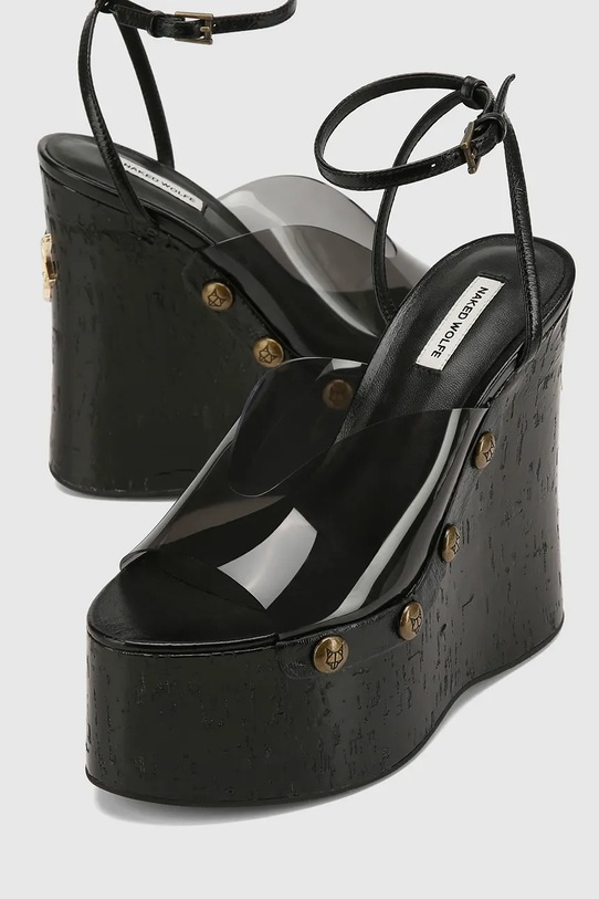 Naked Wolfe sandale cu talpă compensată de damă negru Tiger.Lilly