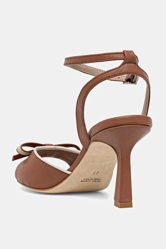 Obuwie Valentino sandały na wysokim obcasie skórzane CUOIO DRESS 91D2588NAP.CUOIO brązowy