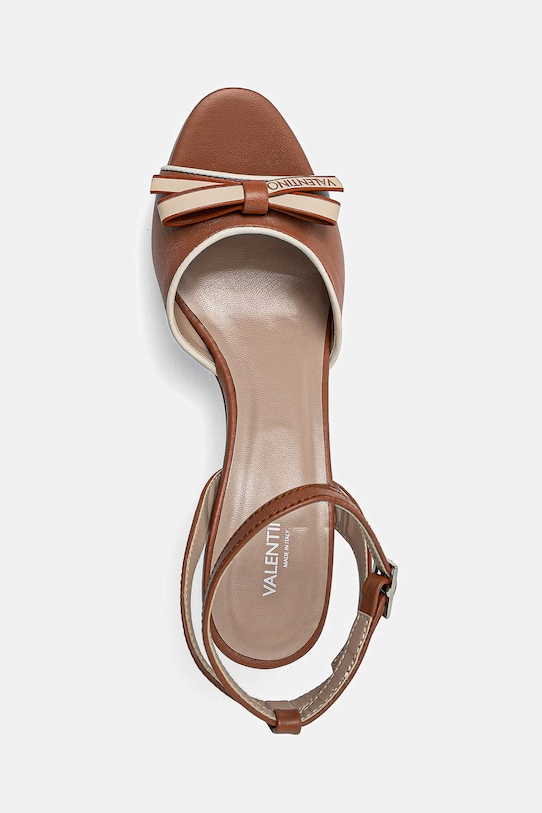 Valentino sandały na wysokim obcasie skórzane CUOIO DRESS brązowy 91D2588NAP.CUOIO