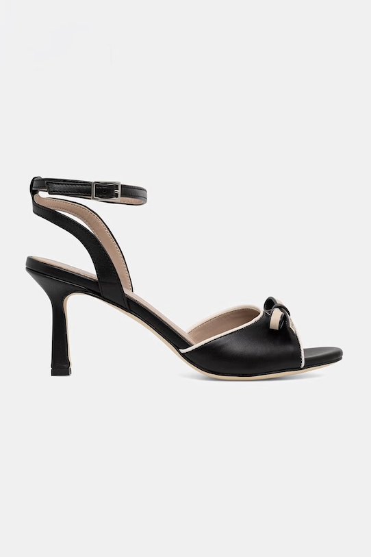 Valentino sandały na wysokim obcasie skórzane BLACK DRESS 91D2588NAP czarny SS26