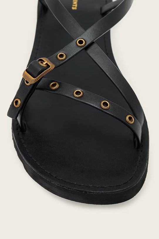 AllSaints σανδάλια με ανοιχτό τακούνι Γυναικεία δερμάτινα Tyla Eyelet Sandal W120FE μαύρο