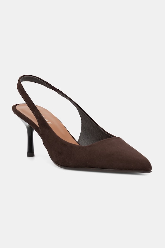 Jonak szpilki z odkrytą piętą zamszowe DIAMANTINE VELOURS brązowy 3800237.E25