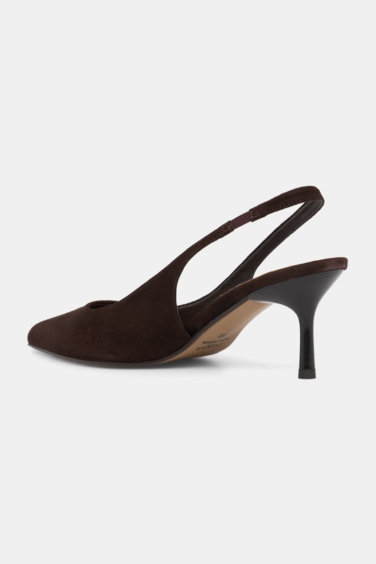 Obuwie Jonak szpilki z odkrytą piętą zamszowe DIAMANTINE VELOURS 3800237.E25 brązowy