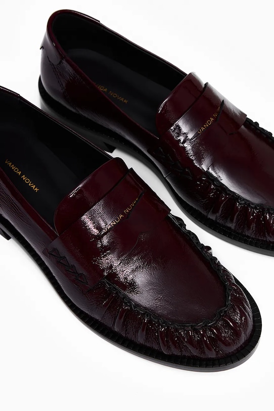 Vanda Novak mokasyny damskie skórzane Greta Glossy Ruby Greta.Glossy.Ruby bordowy