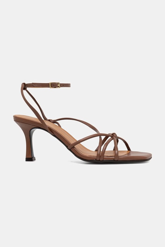 Billi Bi sandały na wysokim obcasie skórzane A8171.076 brązowy SS26