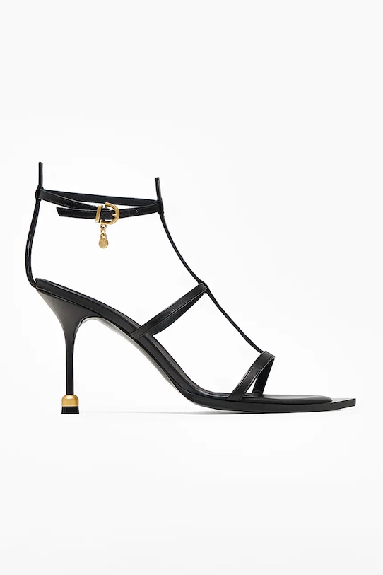 Vanda Novak szpilki z odkrytą piętą skórzane czarny Holly.Deep.Black