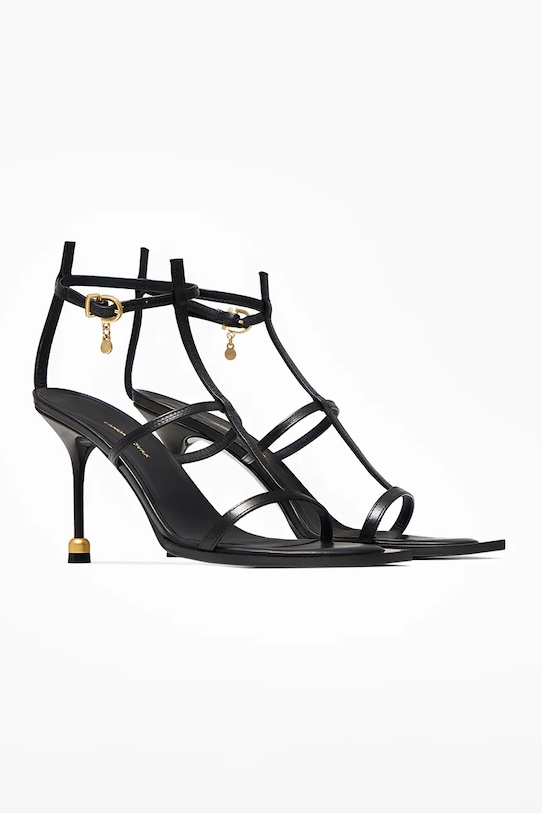 Vanda Novak szpilki z odkrytą piętą skórzane Holly.Deep.Black czarny SS26