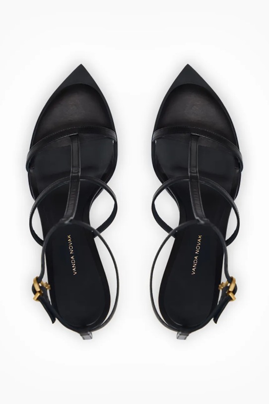 Vanda Novak szpilki z odkrytą piętą skórzane czarny Holly.Deep.Black
