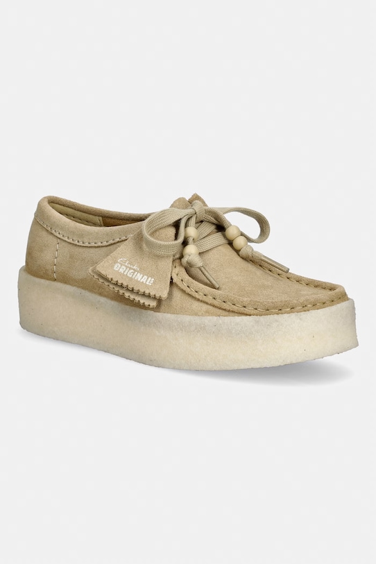 Clarks Originals Wallabee Cup mokasyny damskie zamszowe zielony 26185689