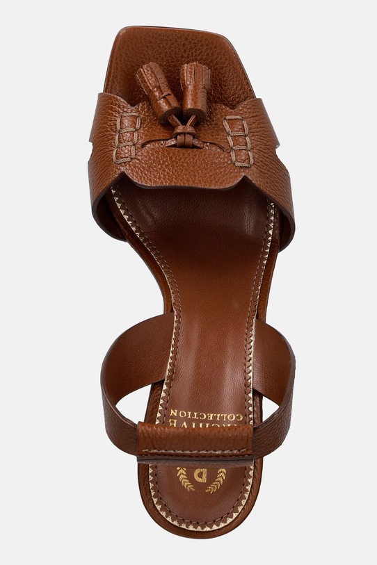 Pollini sandály na vysokém podpatku kožené hnědá PA16137C0OPB0200