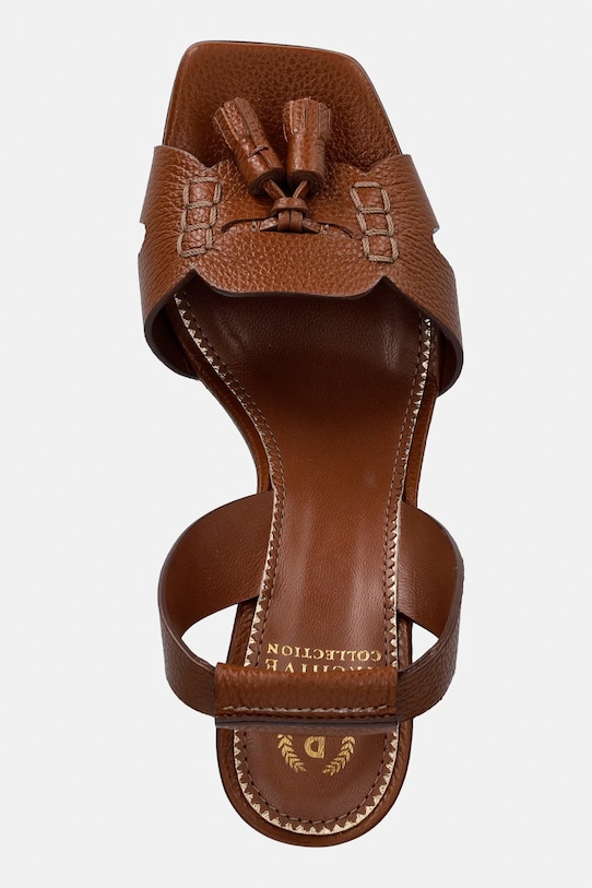 Pollini sandály na vysokém podpatku kožené hnědá PA16137C0OPB0200