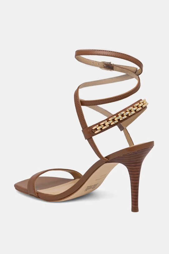 Παπούτσια MICHAEL Michael Kors σανδάλια σε μια καρφίτσα δερμάτινα Marcia Heeled Sandal 40S6MCHS2L.230 καφέ