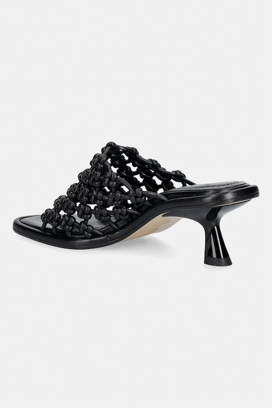 Obutev Souliers Martinez natikači z visoko peto ženski usnjeni MARIZA Mariza.Black črna