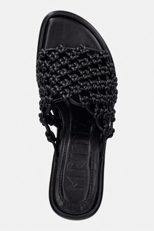 Souliers Martinez natikači z visoko peto ženski usnjeni MARIZA črna Mariza.Black