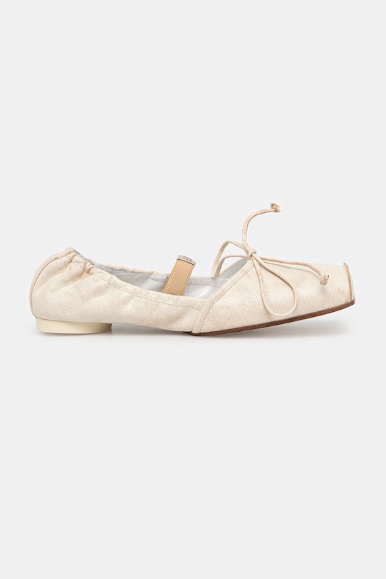 MM6 Maison Margiela baleriny skórzane S66WZ0037.P7706 beżowy SS26