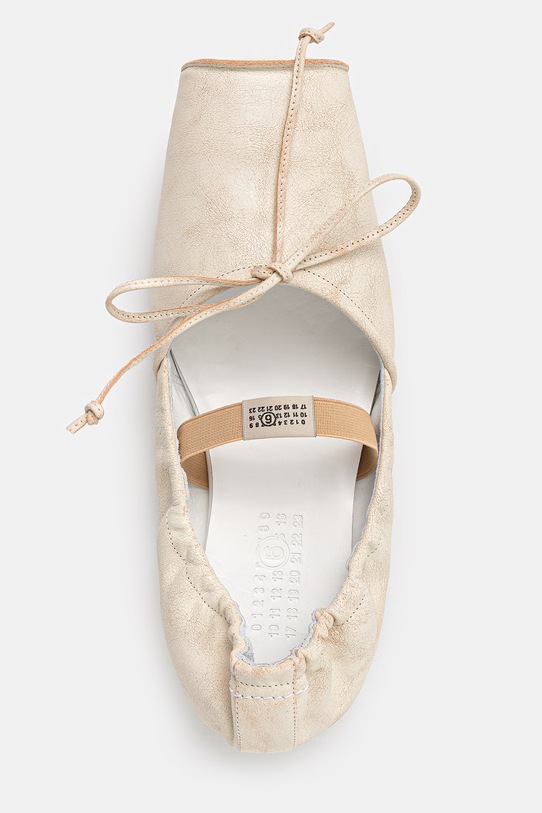 MM6 Maison Margiela baleriny skórzane beżowy S66WZ0037.P7706