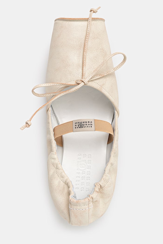 MM6 Maison Margiela baleriny skórzane beżowy S66WZ0037.P7706