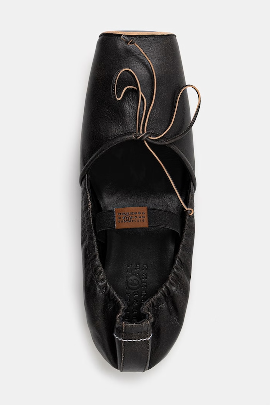 MM6 Maison Margiela baleriny skórzane czarny S66WZ0037.P7706