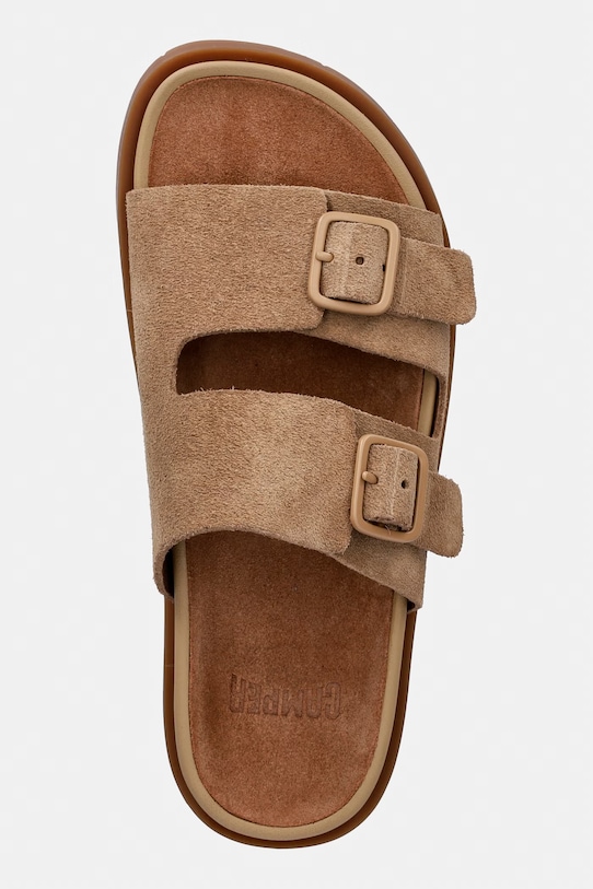 Camper papuci femeiești din piele întoarsă Lluc Sandal bej K201881.003