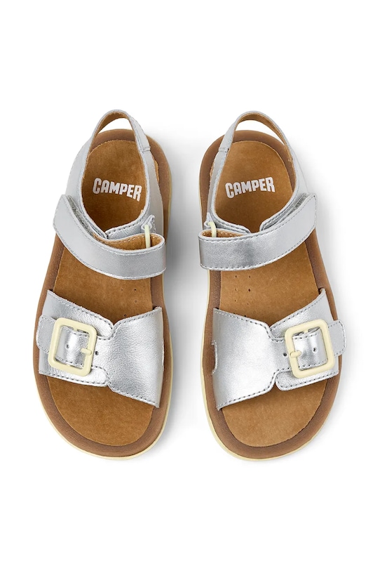 Camper sandały skórzane dziecięce Bicho Kids srebrny K800672.25.27