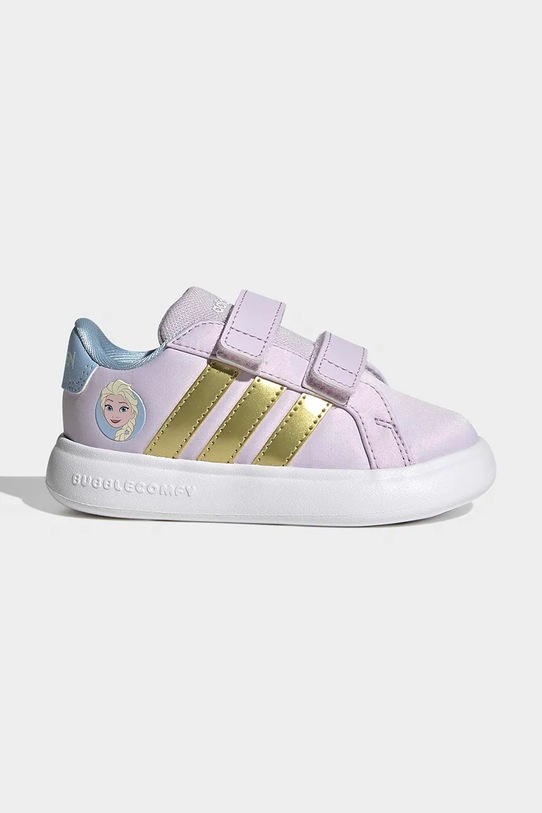 Παιδικά sneakers adidas DISNEY GRAND COURT ELSA απομίμηση λείου δέρματος μωβ JQ4356