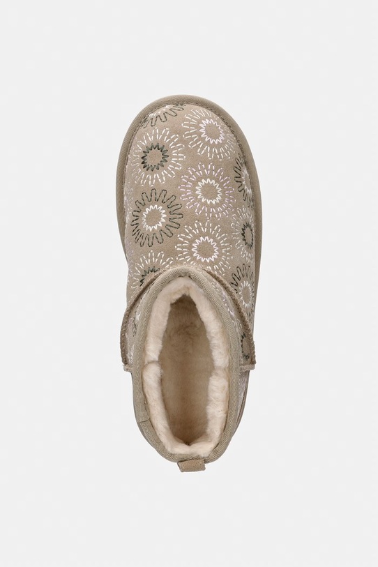 Дитячі замшеві зимові черевики UGG KIDS' CLASSIC ULTRA MINI SUN STITCH бежевий 1175211K