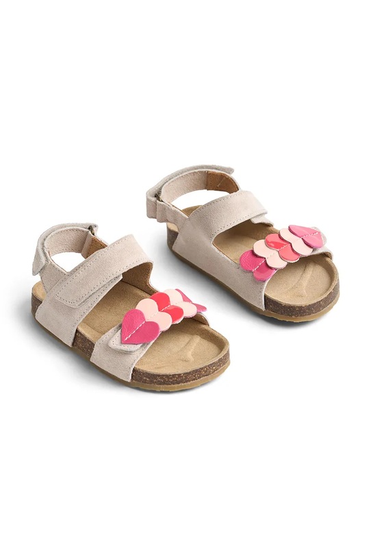 Wheat sandały z odkrytą piętą dziecięce zamszowe beżowy WF631.01