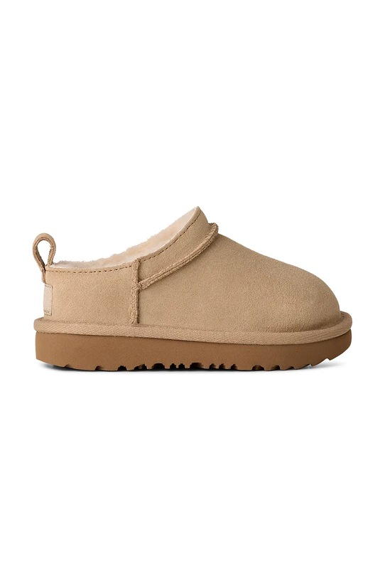 UGG buty zimowe zamszowe dziecięce CLASSIC MICRO brak zapięcia beżowy 1174410T