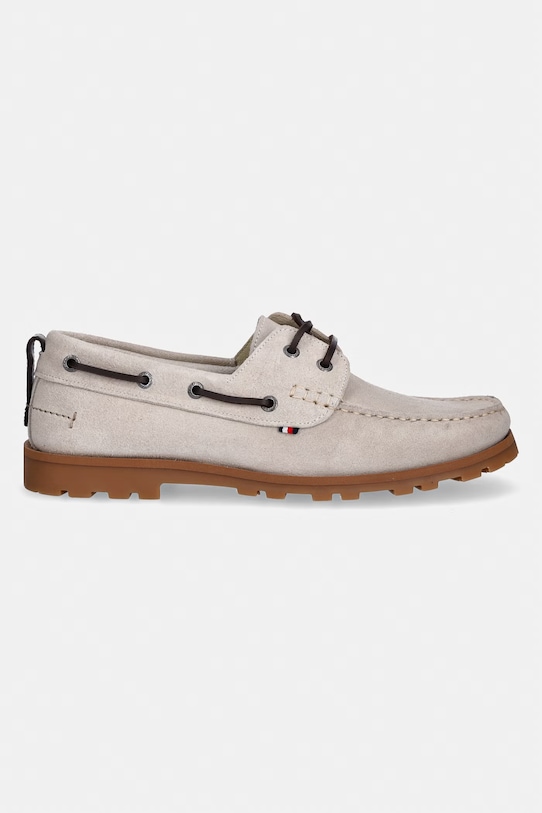 Tommy Hilfiger mokasyny męskie zamszowe HILIFGER LIGHT SDE BOAT SHOE FM0FM05747 beżowy SS26