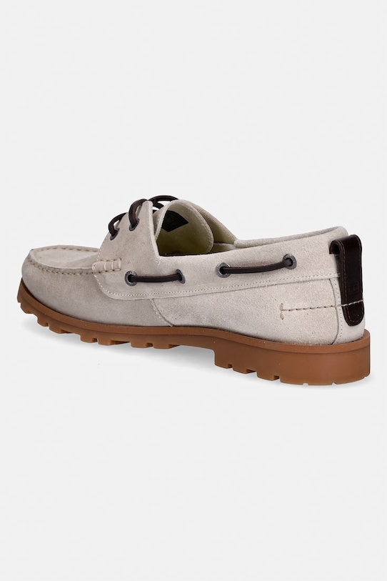 Obuwie Tommy Hilfiger mokasyny męskie zamszowe HILIFGER LIGHT SDE BOAT SHOE FM0FM05747 beżowy