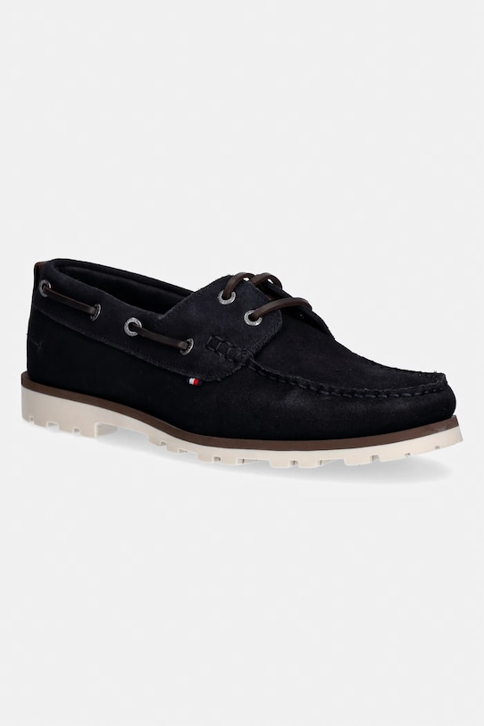 Tommy Hilfiger mokasyny męskie zamszowe HILIFGER LIGHT SDE BOAT SHOE granatowy FM0FM05747