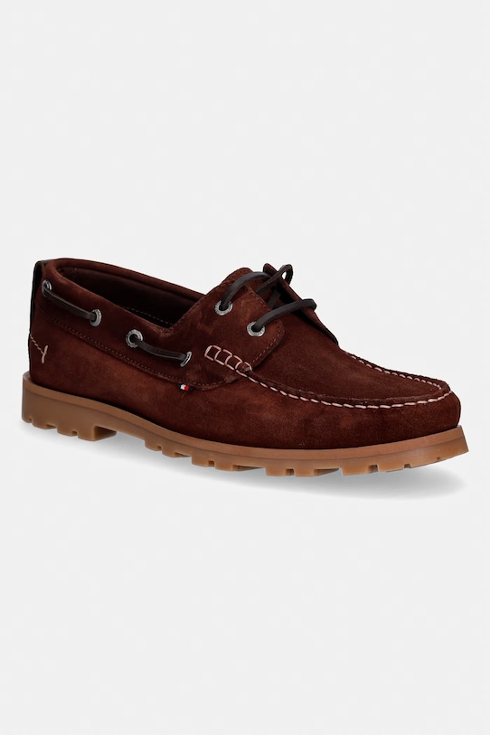 Tommy Hilfiger mokasyny męskie zamszowe HILIFGER LIGHT SDE BOAT SHOE brązowy FM0FM05747