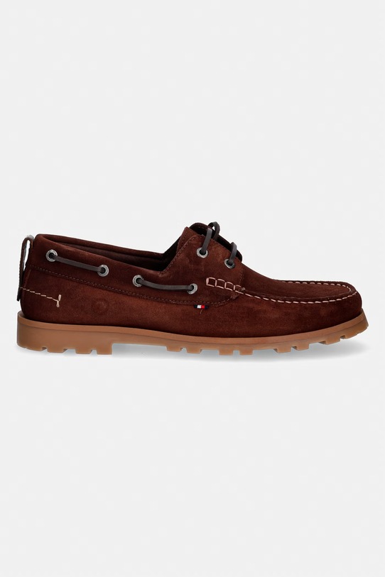 Tommy Hilfiger mokasyny męskie zamszowe HILIFGER LIGHT SDE BOAT SHOE FM0FM05747 brązowy SS26