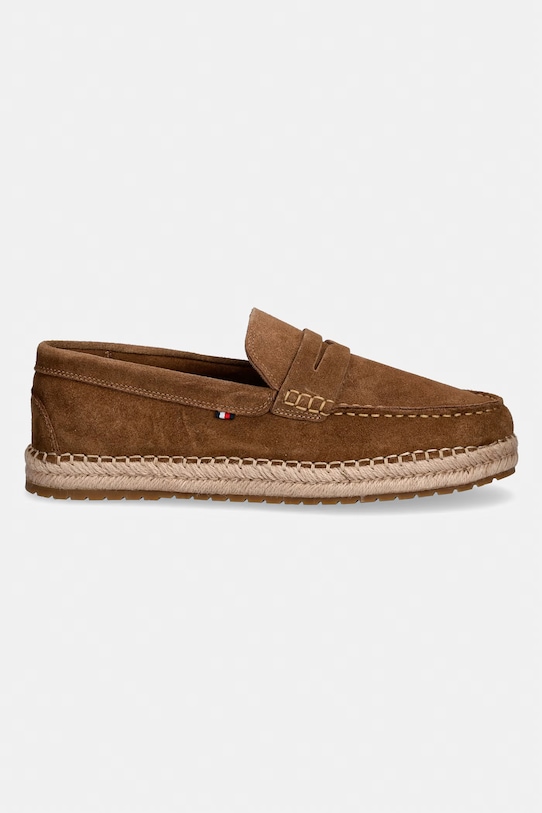 Tommy Hilfiger espadryle męskie zamszowe FLEXIBLE HILFIGER SDE ESPADRILLE FM0FM05794 brązowy SS26