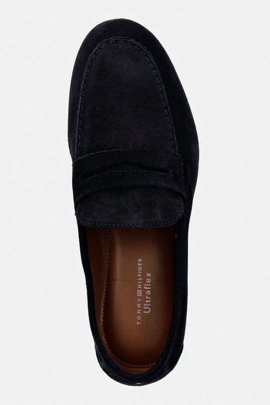 Tommy Hilfiger loafersy damskie zamszowe FLEXIBLE SLIM SUEDE LOAFER granatowy FM0FM05745