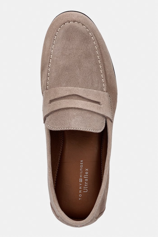 Tommy Hilfiger mokasinke za žene od brušene kože FLEXIBLE SLIM SUEDE LOAFER bež FM0FM05745
