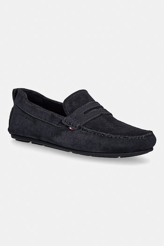 Pánske semišové mokasíny Tommy Hilfiger CORE HILFIEGR SUEDE DRIVER tmavomodrá FM0FM05789