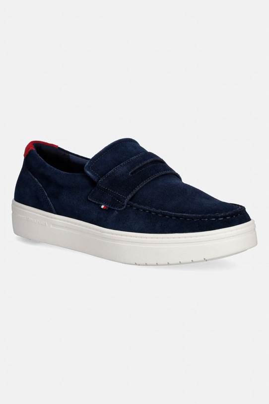 Tommy Hilfiger mokasíny pánske semišové MODERN LIGHT HYBRID SUEDE LOAFER tmavomodrá FM0FM05786